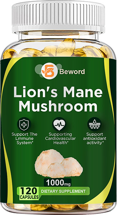 1000Mg Organic Lions Mane Mushroom Nootropic Brain Memory Focus Immune Support
