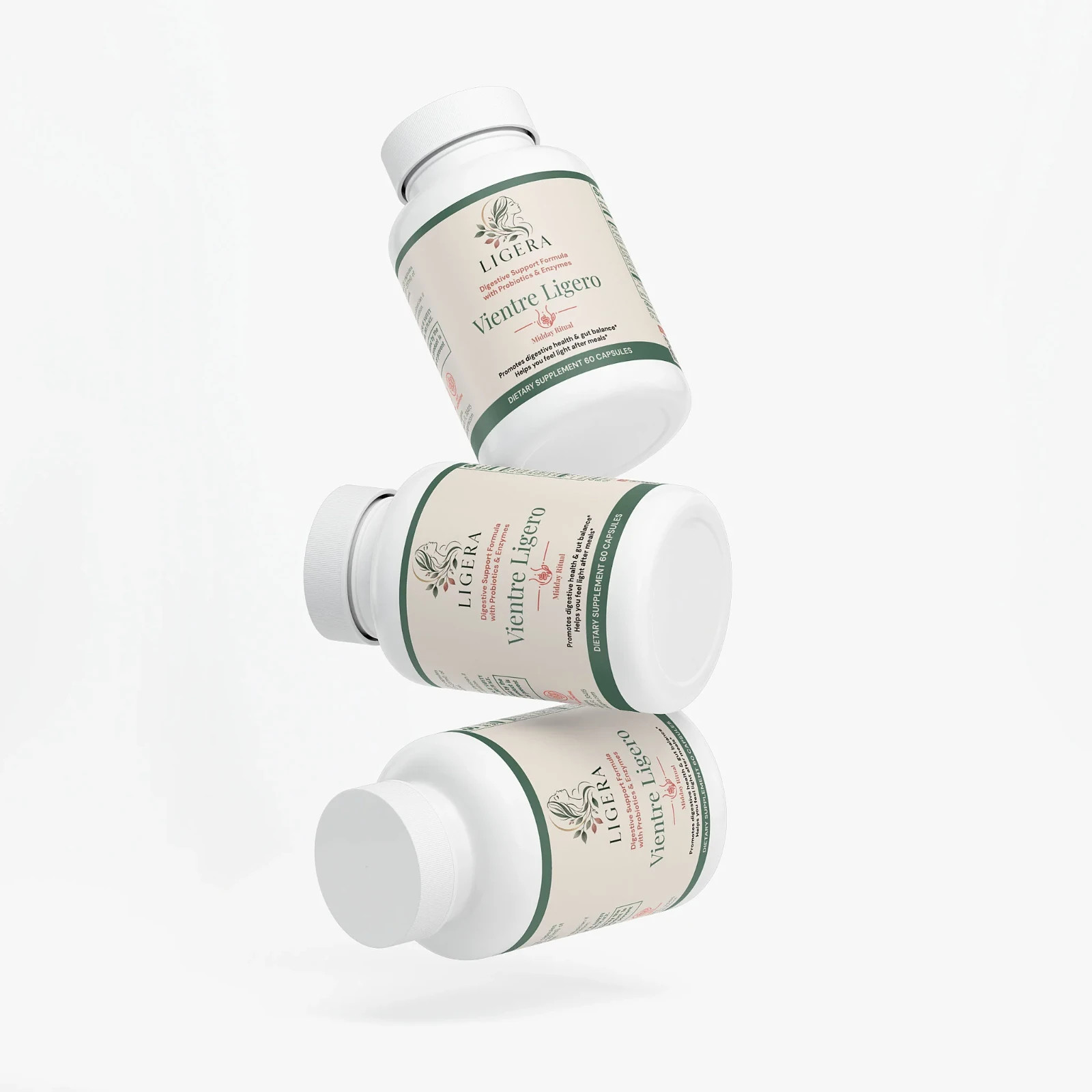 Ligera 4-in-1 Gut Health ACV Probiotic Prebiotic Digestive Enzymes Woman 60 Caps