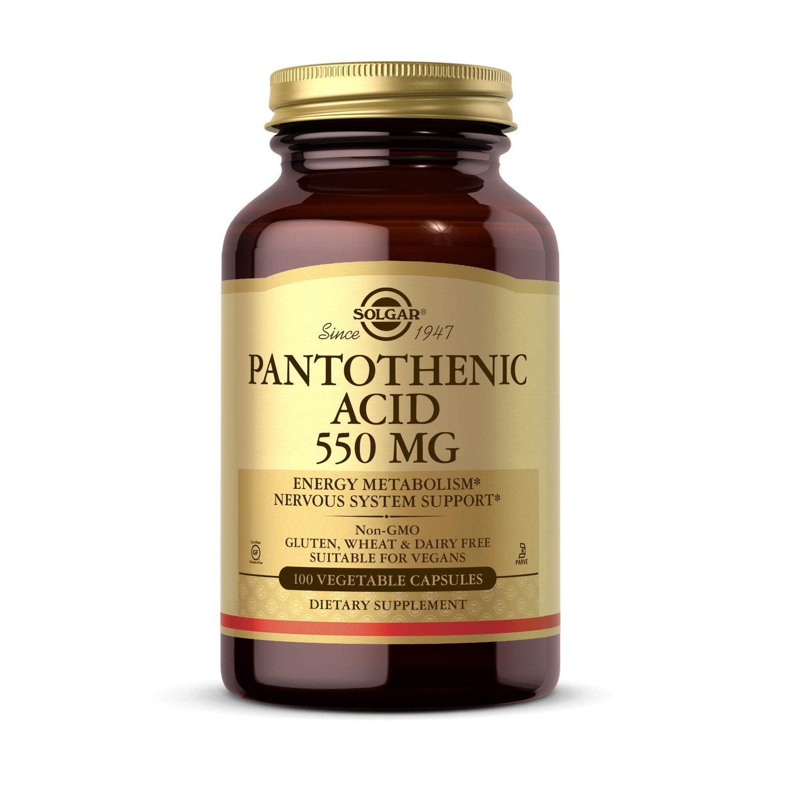 Solgar Pantothenic Acid 550 mg 100 Count (Pack of 1), Standard Packaging