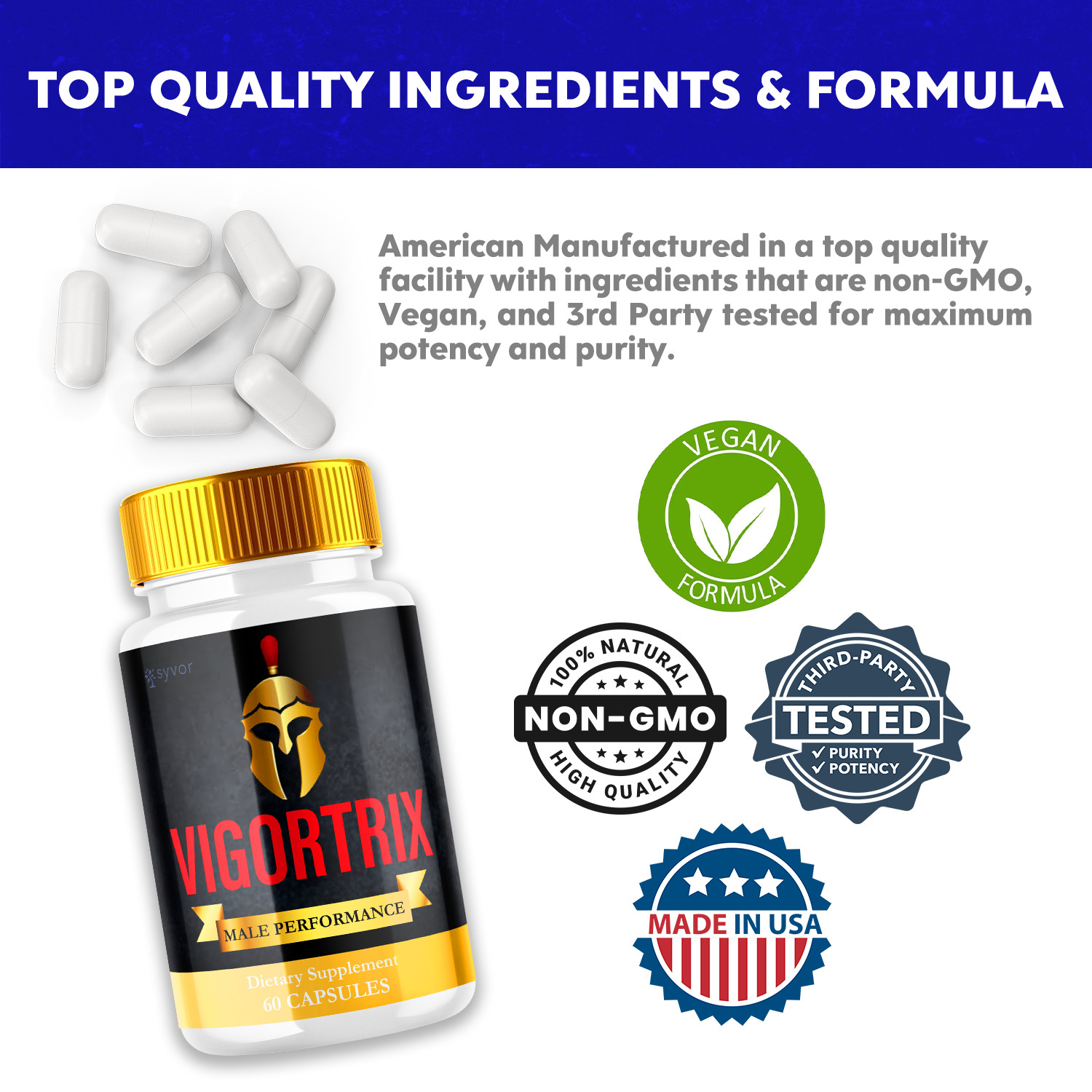 (2 Pack) Vigortrix Male Pills Maximize Energy, Vitality & Stamina 120 Capsules