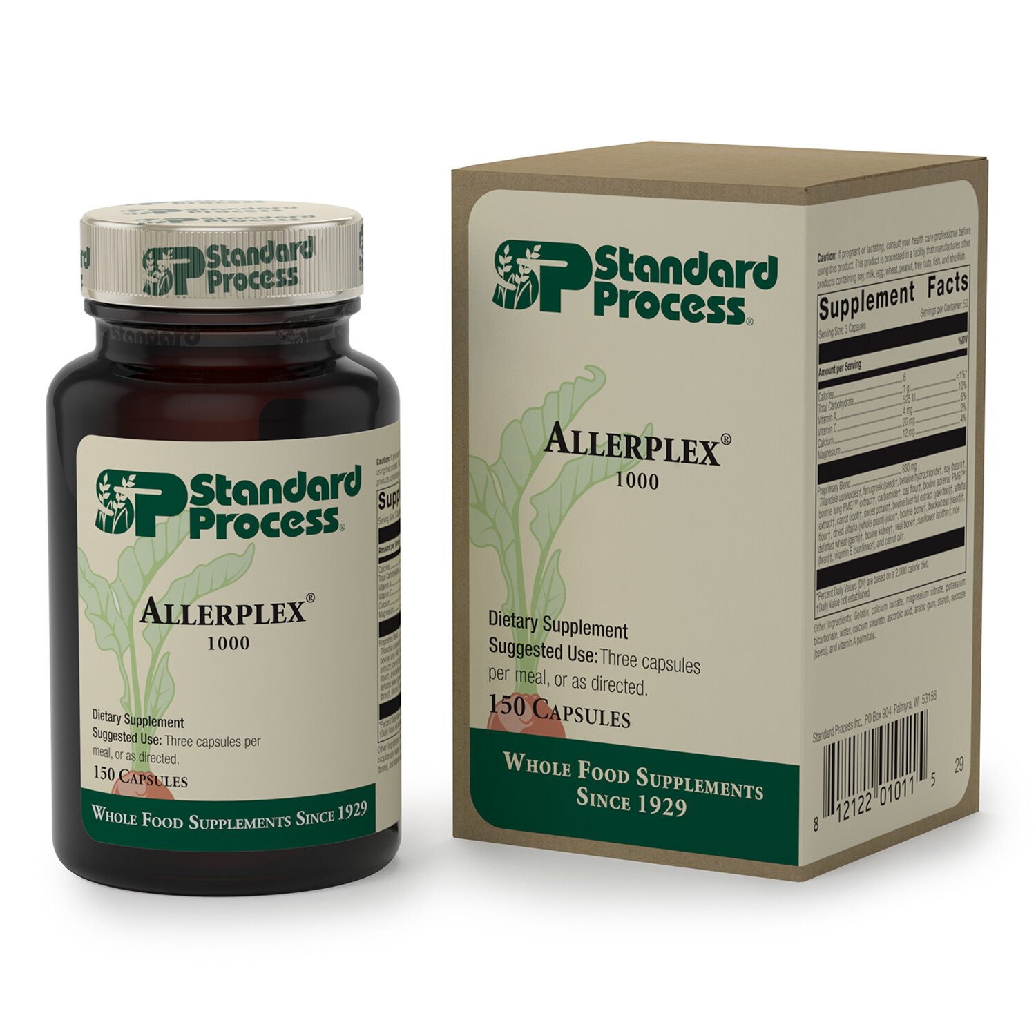 Standard Process Allerplex Whole Food Liver Support, Lung Health, 150 Capsules