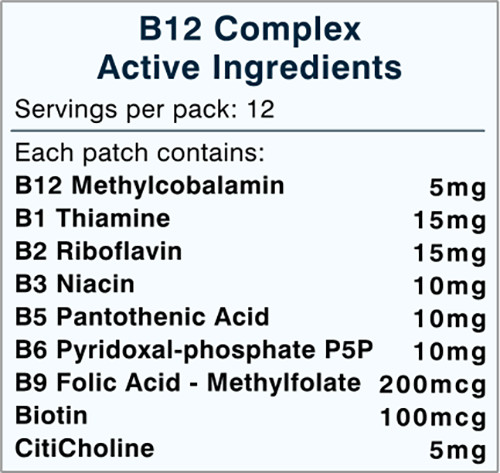 Vitamin B12 (Methyl) + B Complex Patches – Skin Absorption Ultra Strength