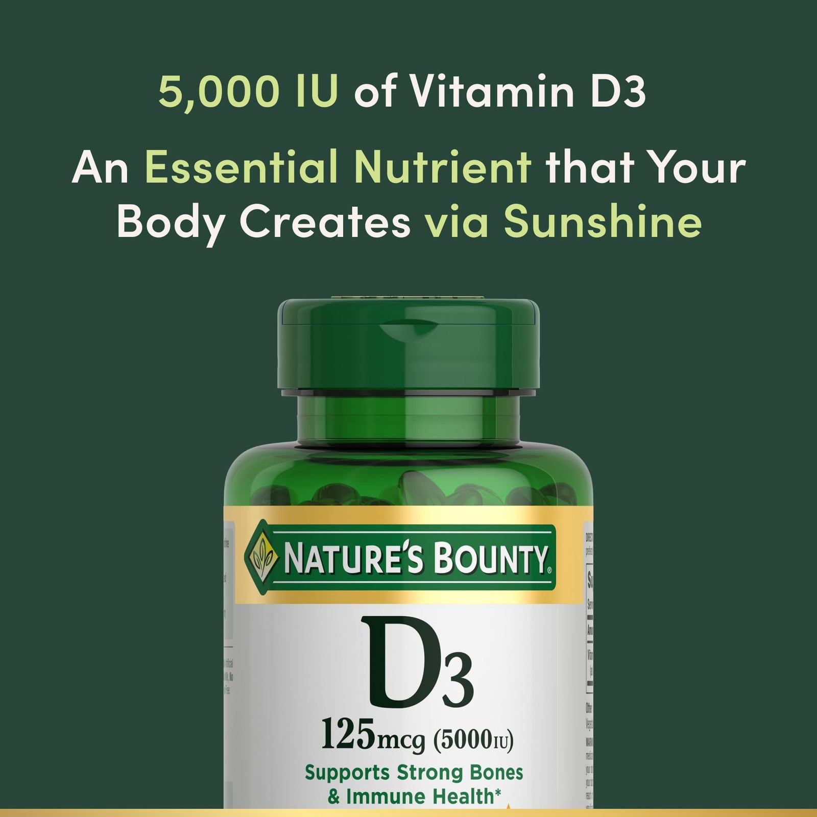 Vitamin D3 5000 IU Softgels, Rapid Release, Immune Support, 150 Ct