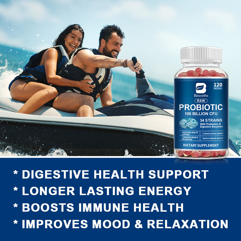 120Pcs Raw Probiotic Enzyme Capsules 100 Billion CFU Digestive Health Supplement