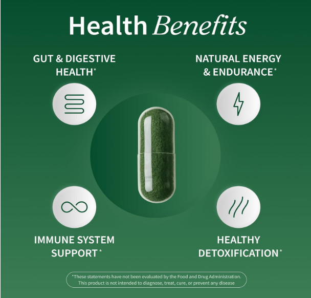 Spirulina Chlorella Green Superfood Supplement Plant Based Vegan Energy Support