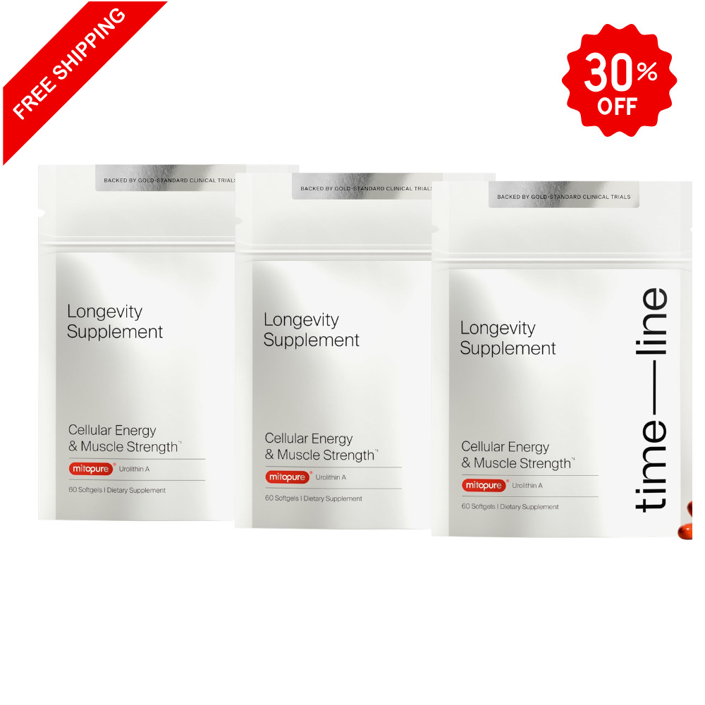 Pack of 3 Time-Line Mitopure Supplement Longevity Urolithin A 60 Softgels