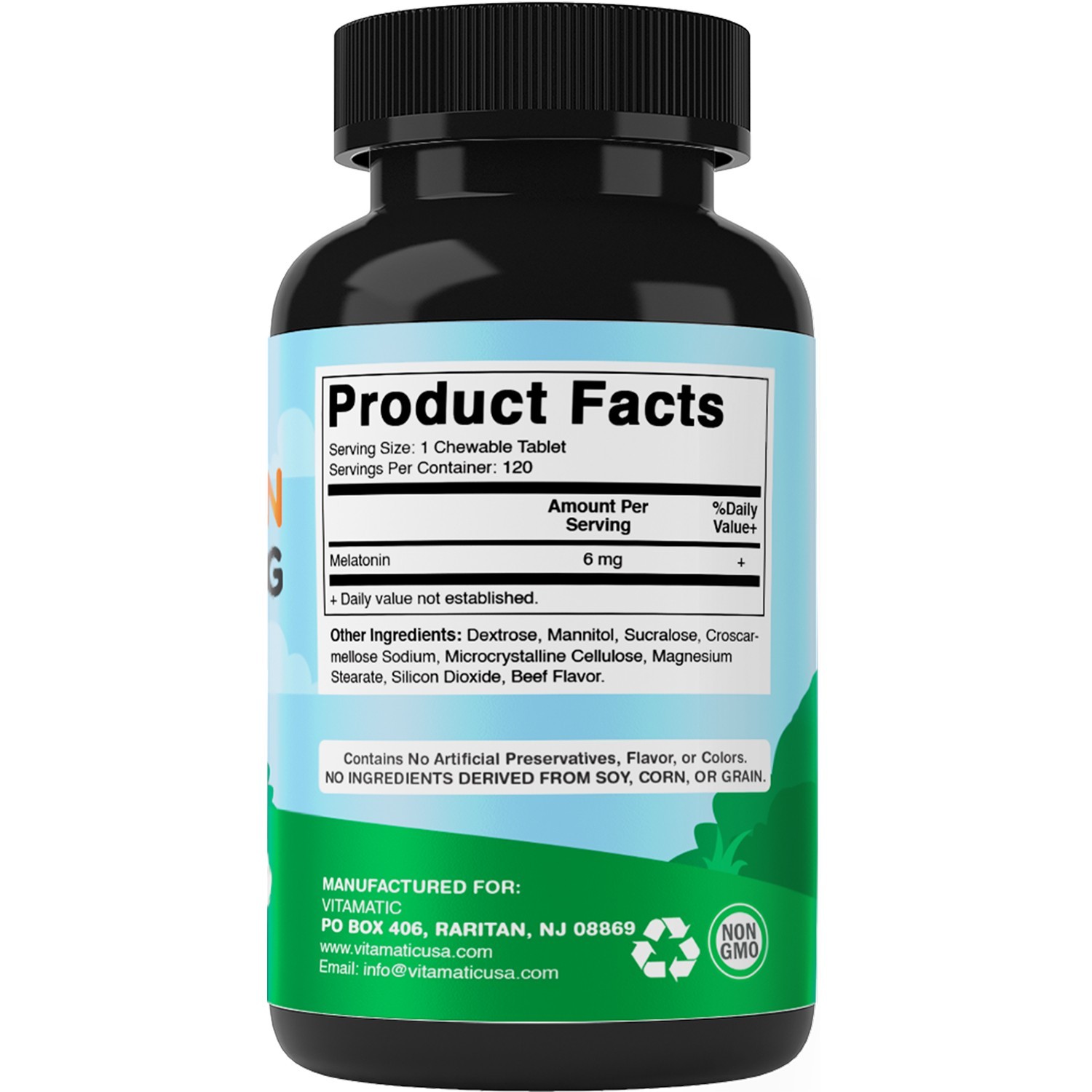 Vitamatic Melatonin for Dogs 6 mg 120 Beef Flavored Chewable Tablets