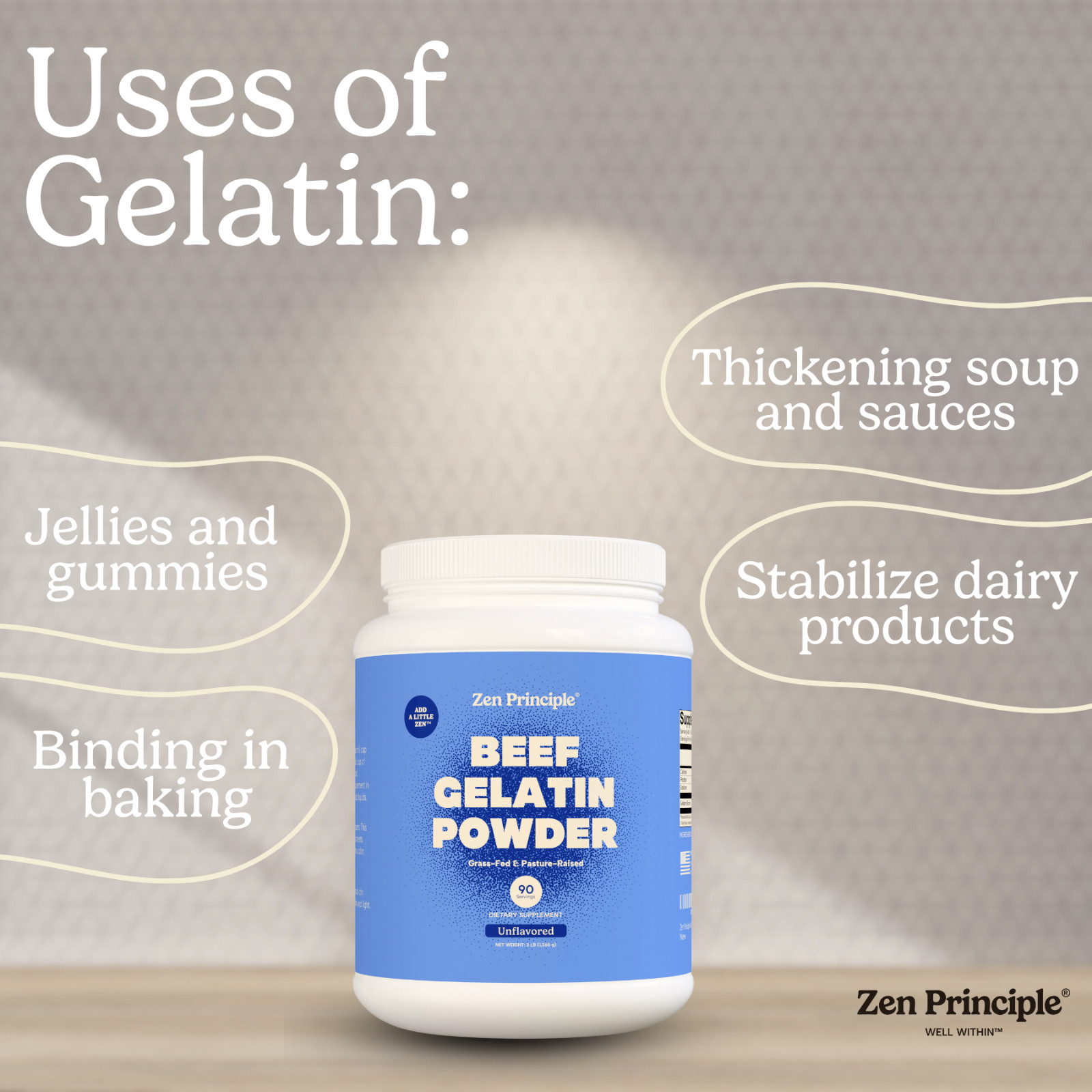 Grass-Fed Gelatin Powder, 3 lb. Cooking and Baking. Gummies Desserts.