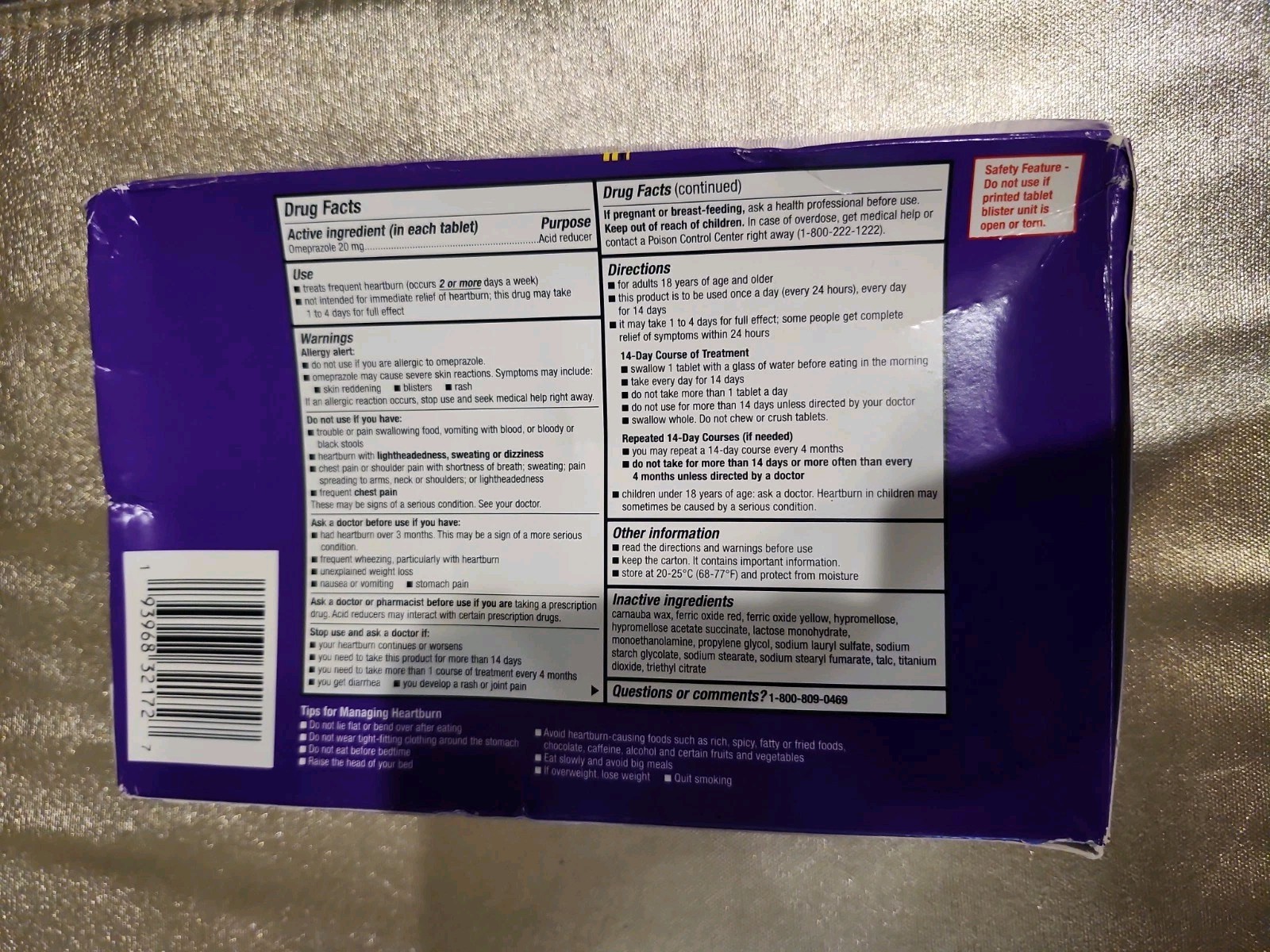 Member’s Mark Omeprazole Tablets 20mg 42 Count EXP 08/2027 SEALED
