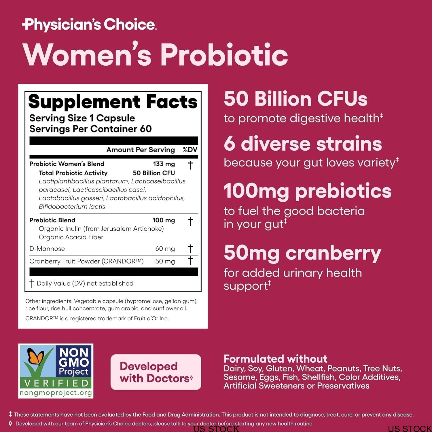Physician’s Choice Women’s Probiotic | 50 Natural Billion + CFU Prebiotic US