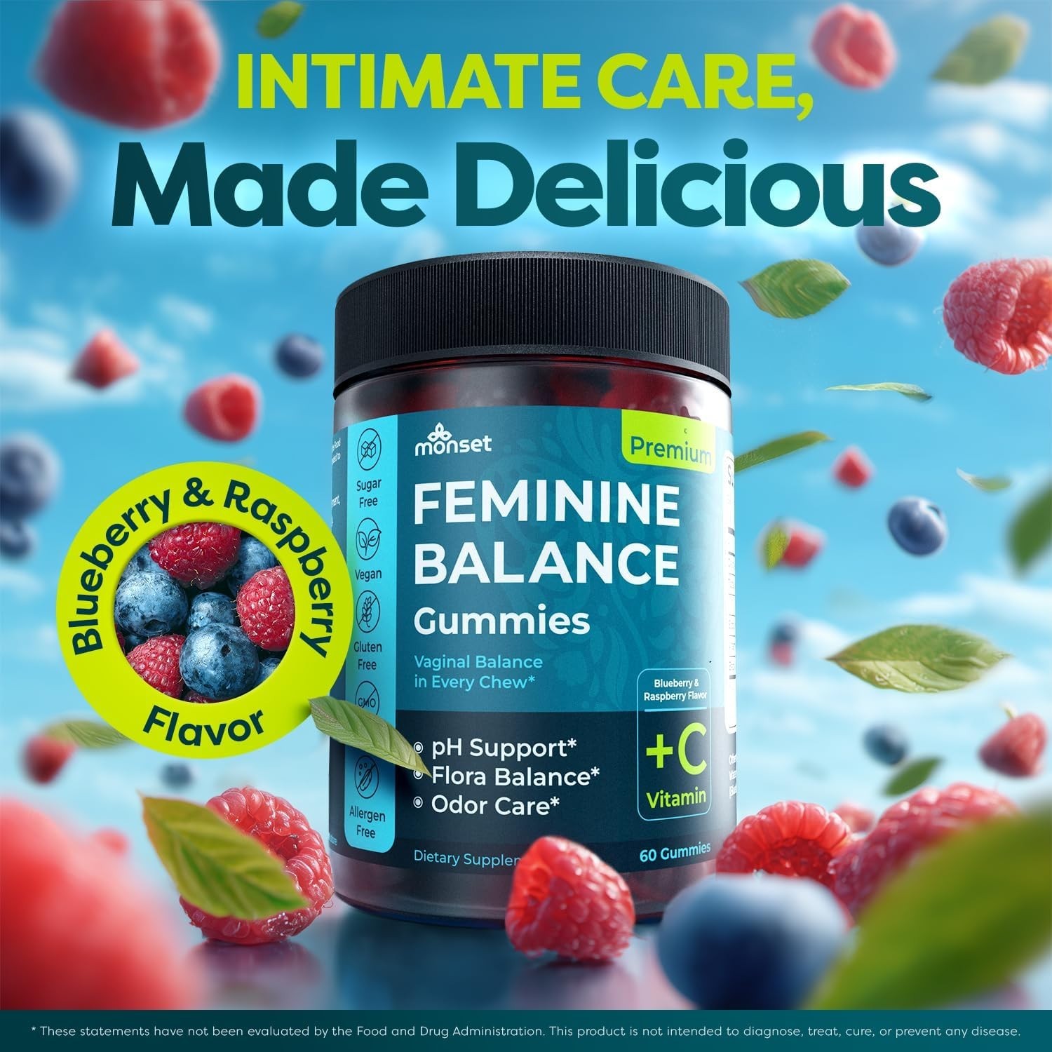 Vaginal Probiotics for Women, Feminine Balance pH Gummies 60ct/1bag