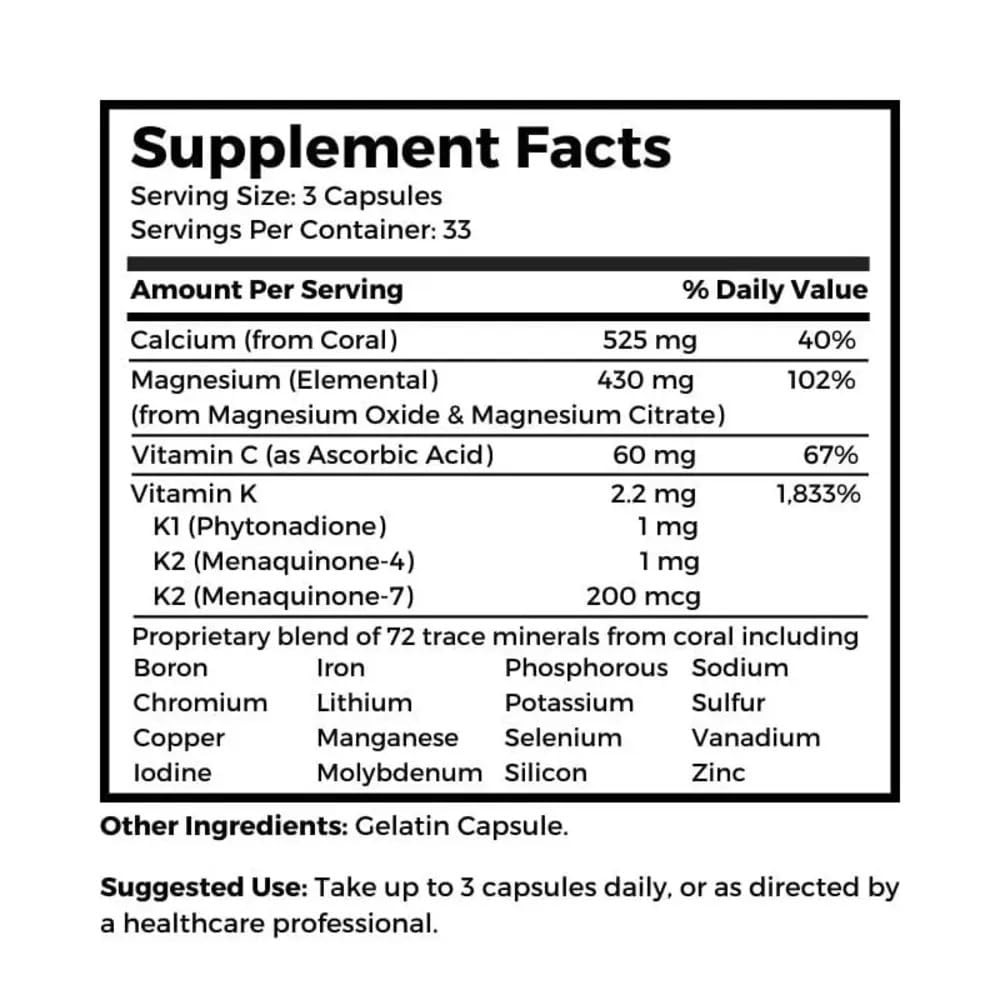 Dr. Clark Store Coral Cal-Mag K2 993mg, Calcium & 1 Count (Pack of 1)