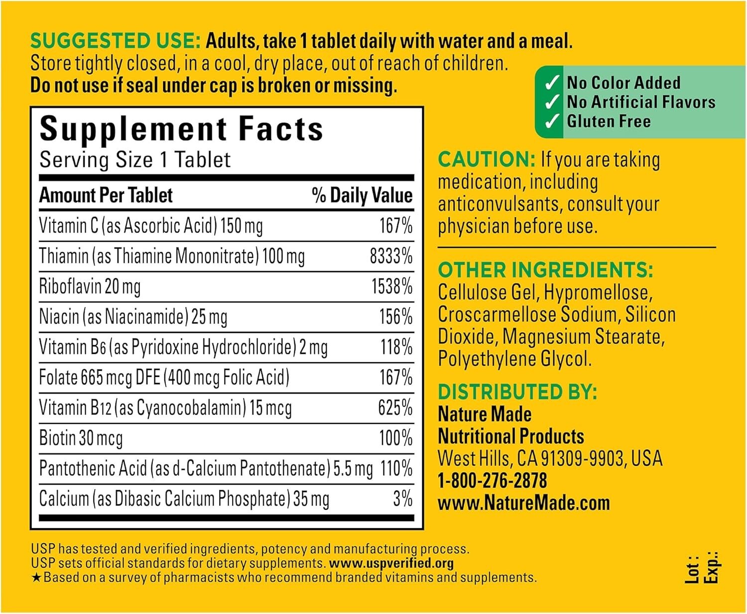 2 Pack Super B Complex with Vitamin C B12 B6 Folic Acid Biotin, 280 Tabs (2×140)