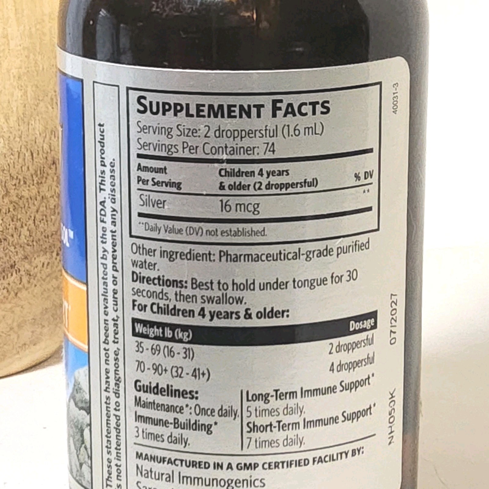 4 oz Bio-Active Silver Hydrosol for Kids by Sovereign Silver Sealed Bottle NWOB