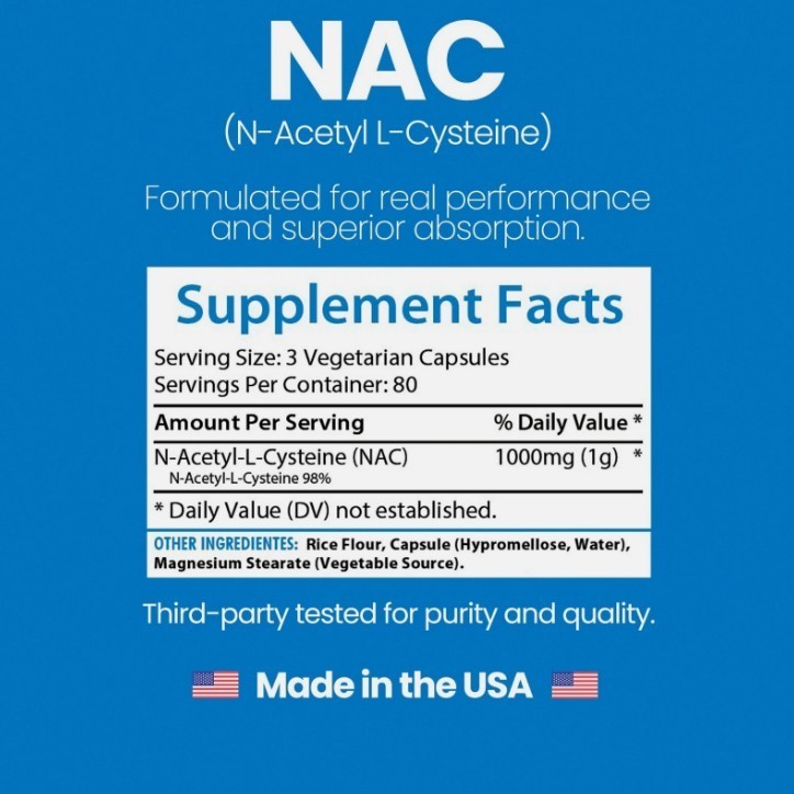HealthFare N-Acetyl-Cysteine (NAC) 1000mg 240 Caps Immune System Function
