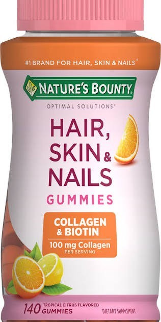 Nature’s Bounty Hair Skin & Nails Gummies 2500mcg Biotin + Collagen 140 Ct