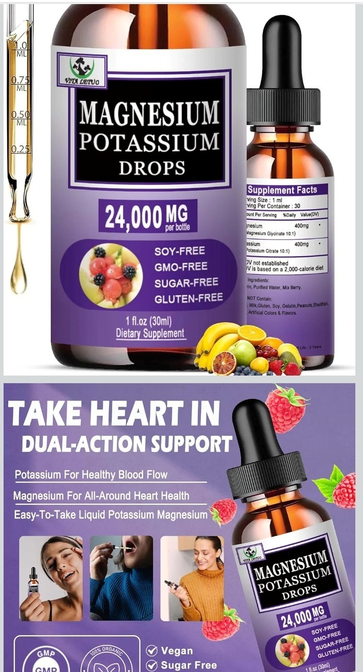 Magnesium Potassium Liquid Drops 24,000 mg EXP: 10/2026