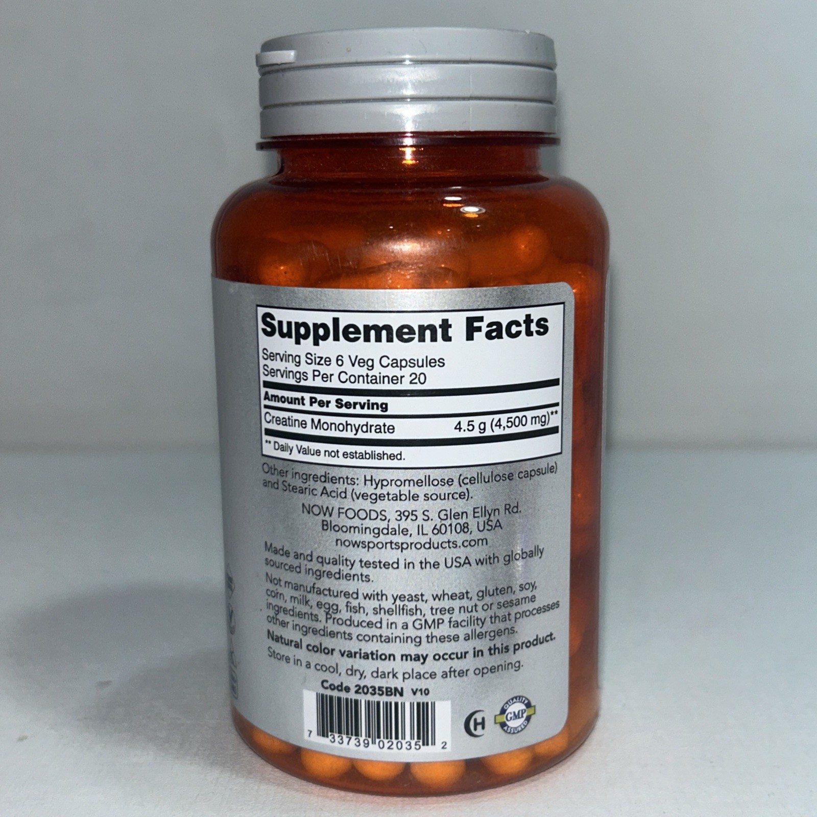 Now Sports Creatine Monohydrate 750 Mg 120 Caps New & Sealed /exp 07/2028