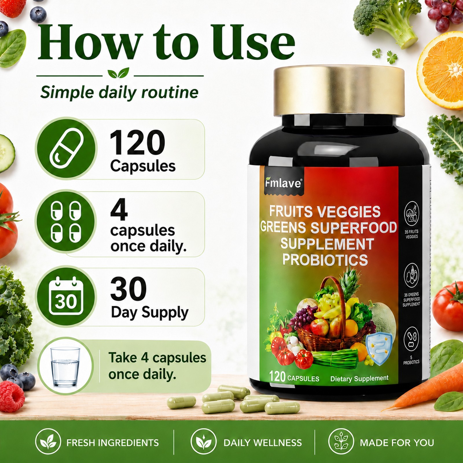 120 Fruits and Veggies Supplement Balance of Daily Nature Fruits and Vegetables