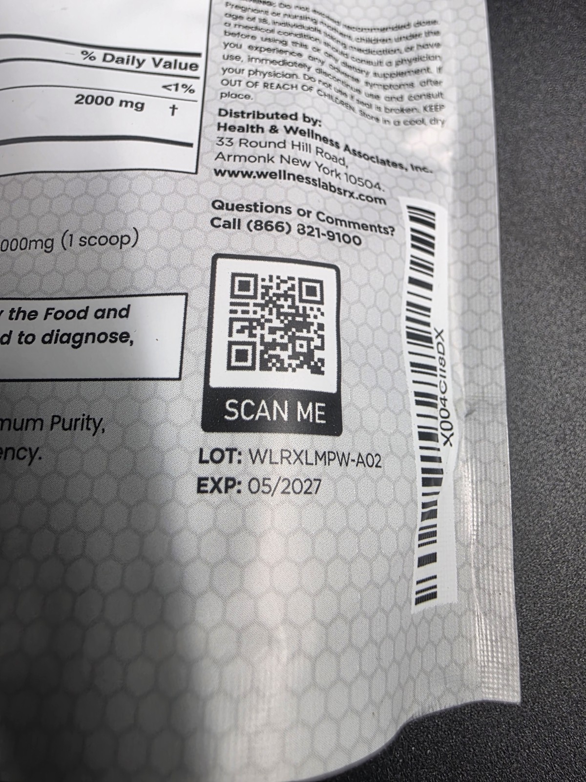WELLNESS LABSRX Lions Mane Powder, Mushroom Supplement – 2000mg Lions Mane 05/27