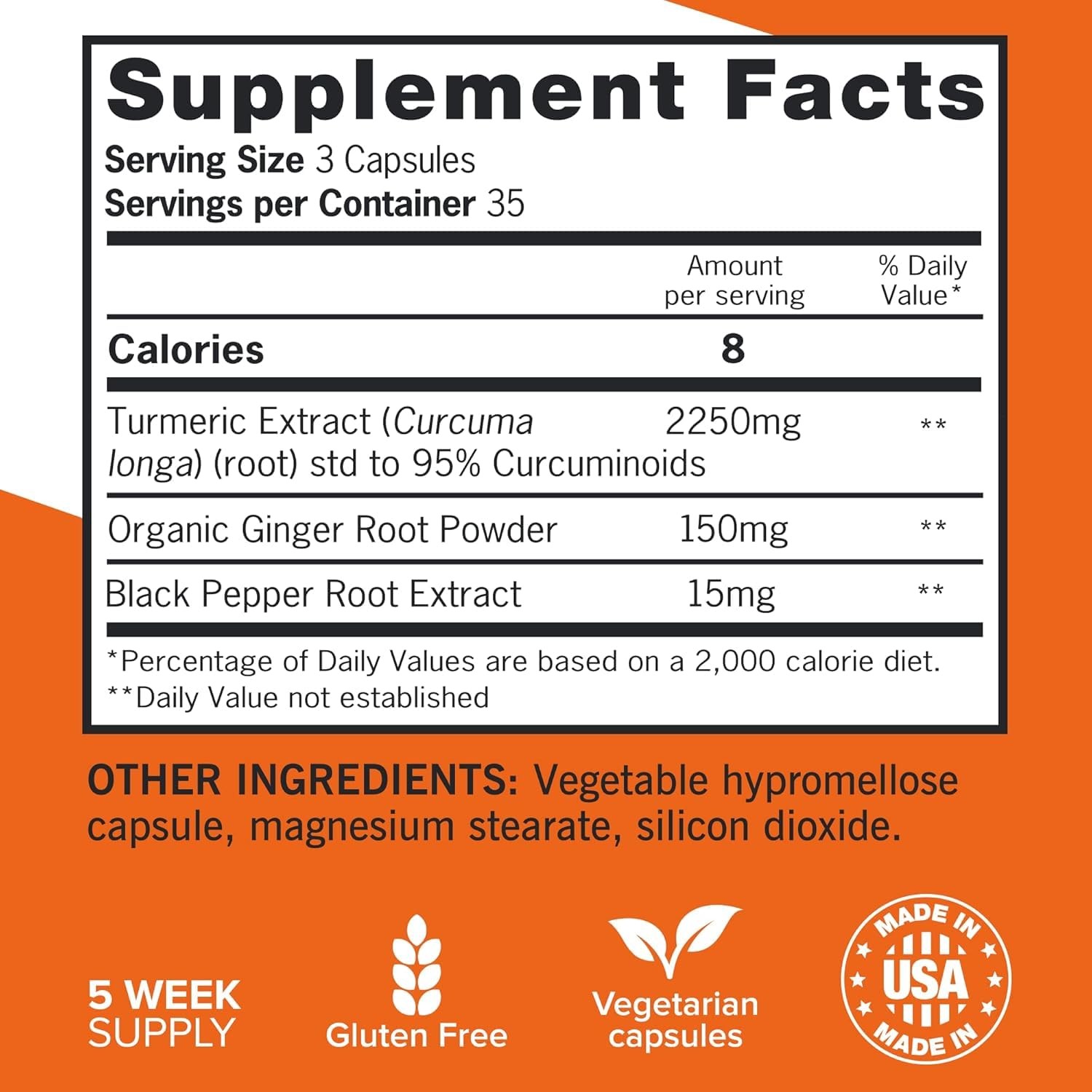 Turmeric Curcumin Supplement 2400mg Turmeric Extract Black Pepper Ginger