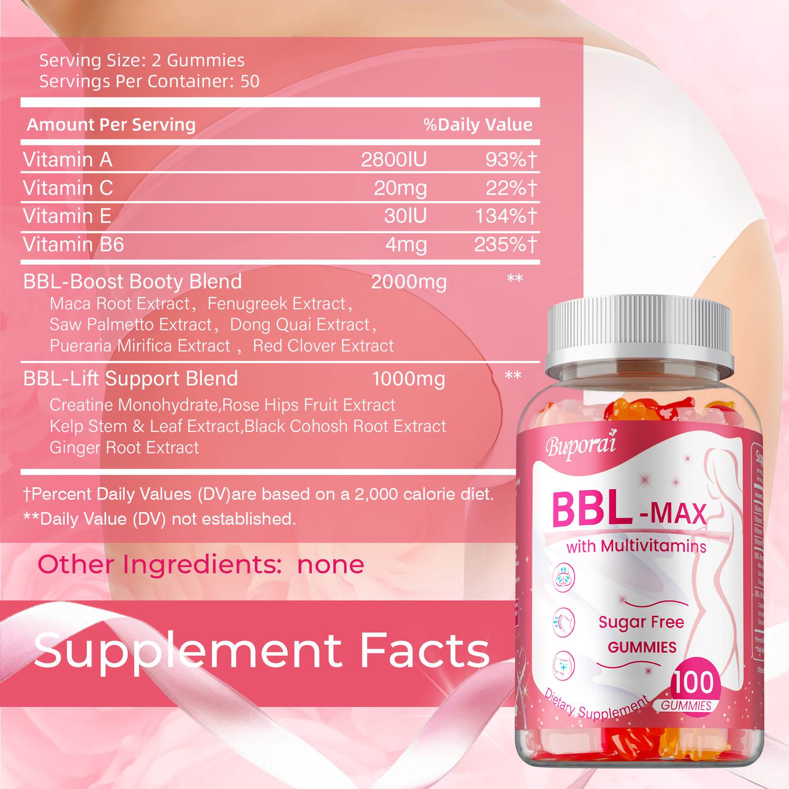 BBL -MAX Gummies – with Multivitamins, Buttocks,Lift, Firm, and Sculpt Buttocks