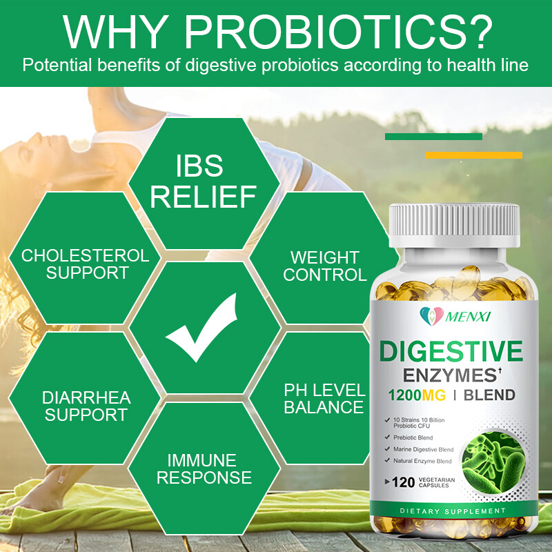 Digestive Enzymes Prebiotic & Probiotics Constipation Bloating Relief 120 Caps