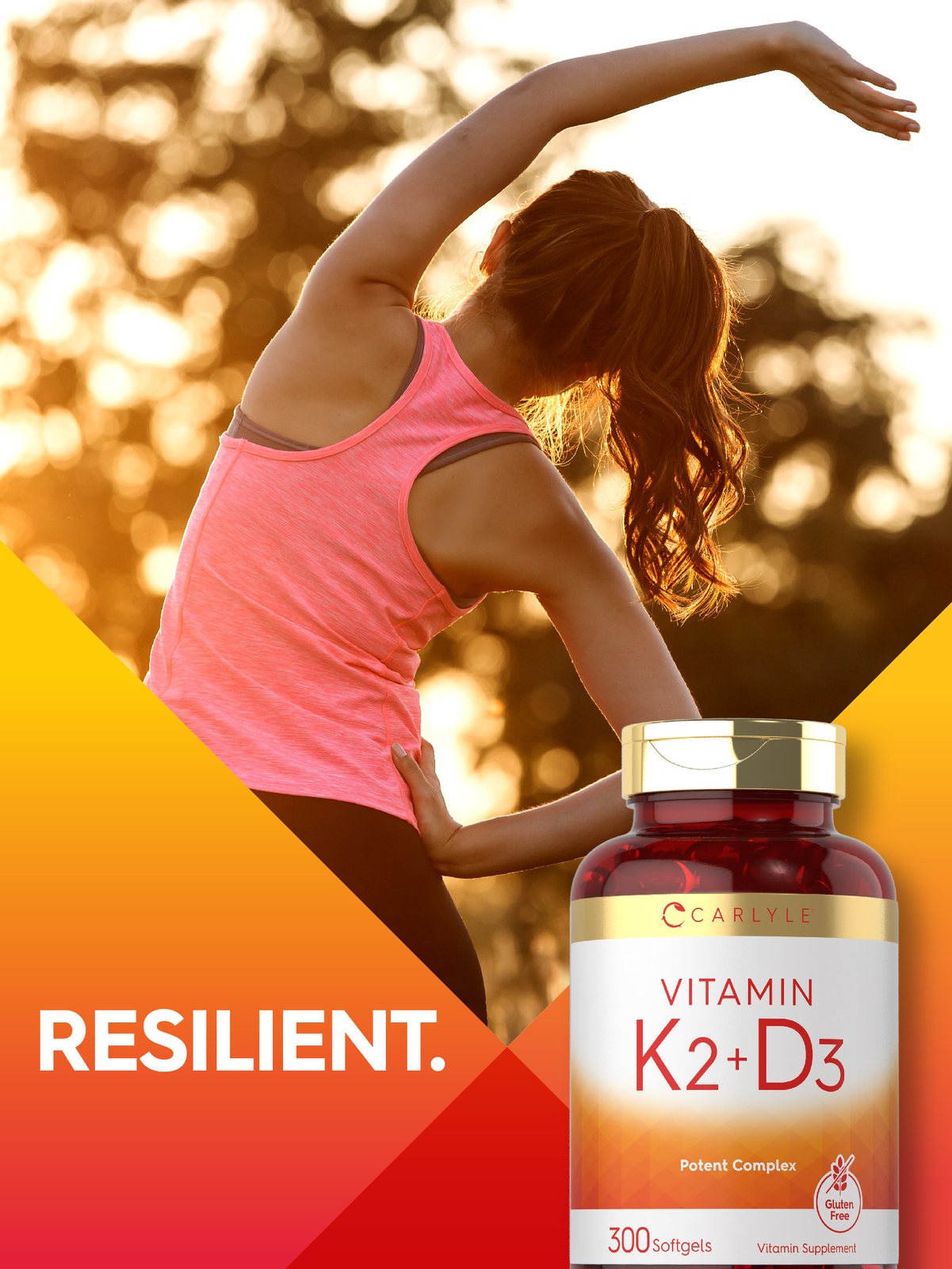 Vitamin K2 D3 Supplement | 300 Softgels | 200mcg K2 MK7 & 250mcg D3 | by Carlyle