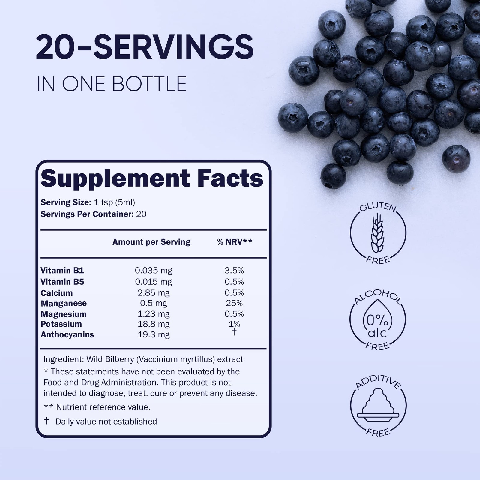 Wild Bilberry Extract for Eyes USDA Organic 3.4oz Bottle of Liquid Bilberry A…