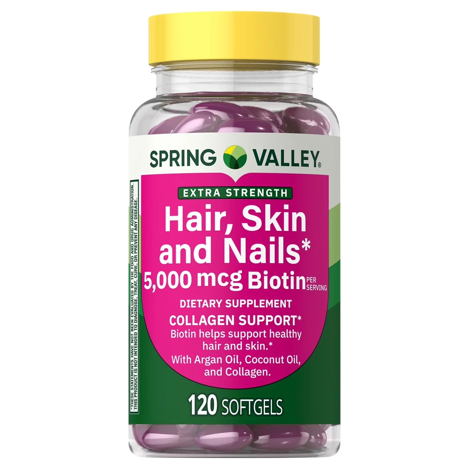 Spring Valley Extra Strength Hair Skin & Nails Collagen Support Softgels, 5000 m