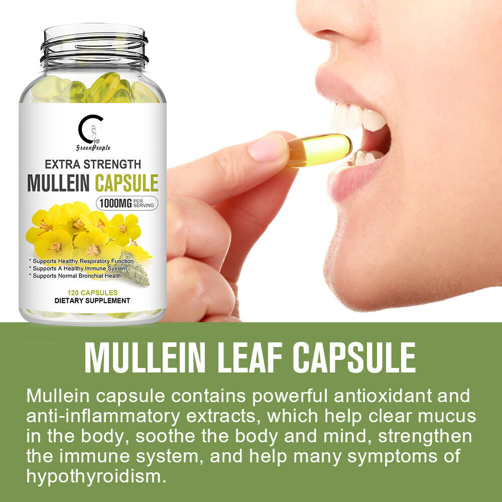 Mullein Leaf Capsules For Lung Cleansing & Detox Herbal Dietary Supplement 120pc