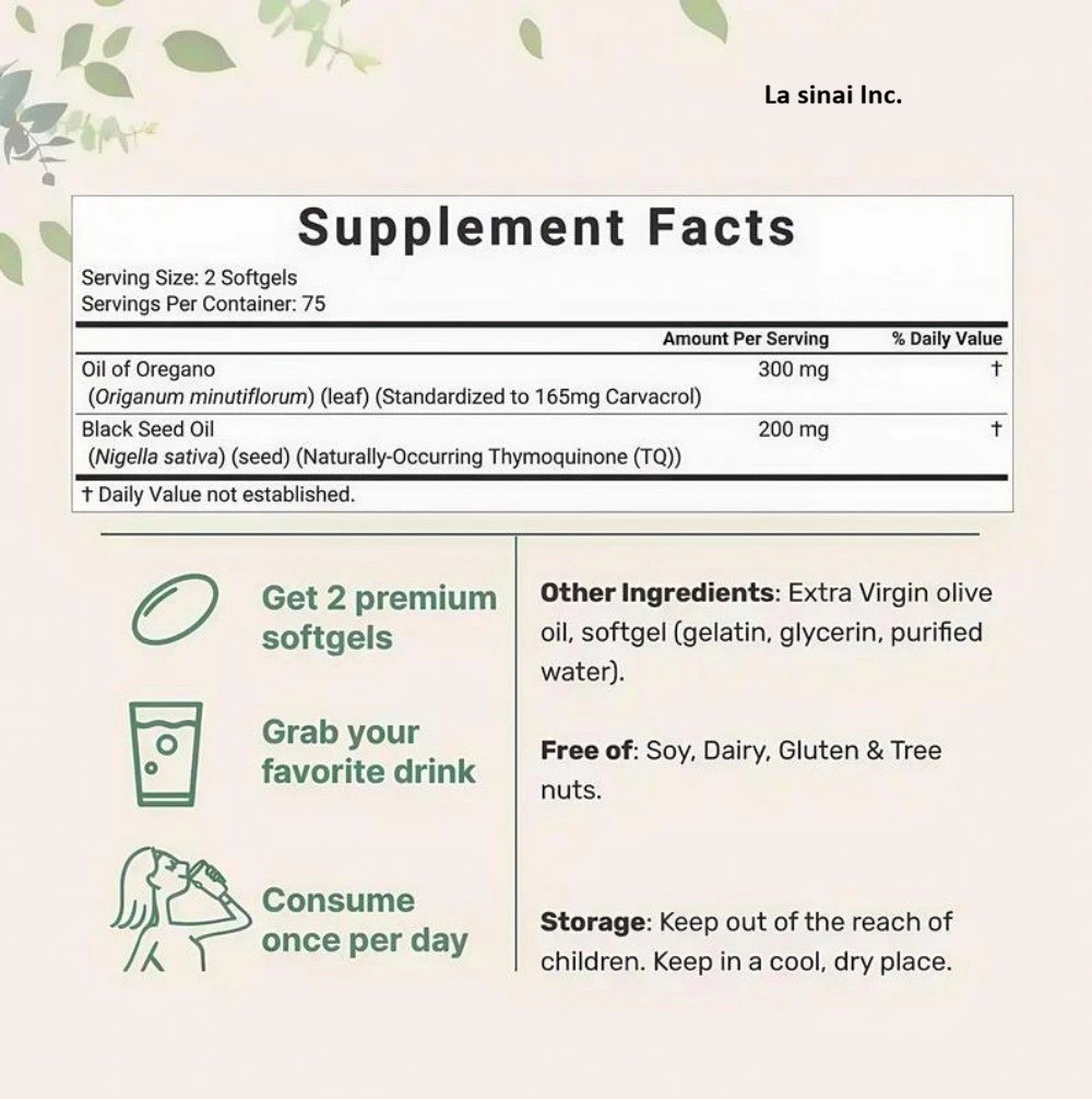2 Oil Softgels Count Oregano Seed with & Black of 1 Carvacrol-40% in discount