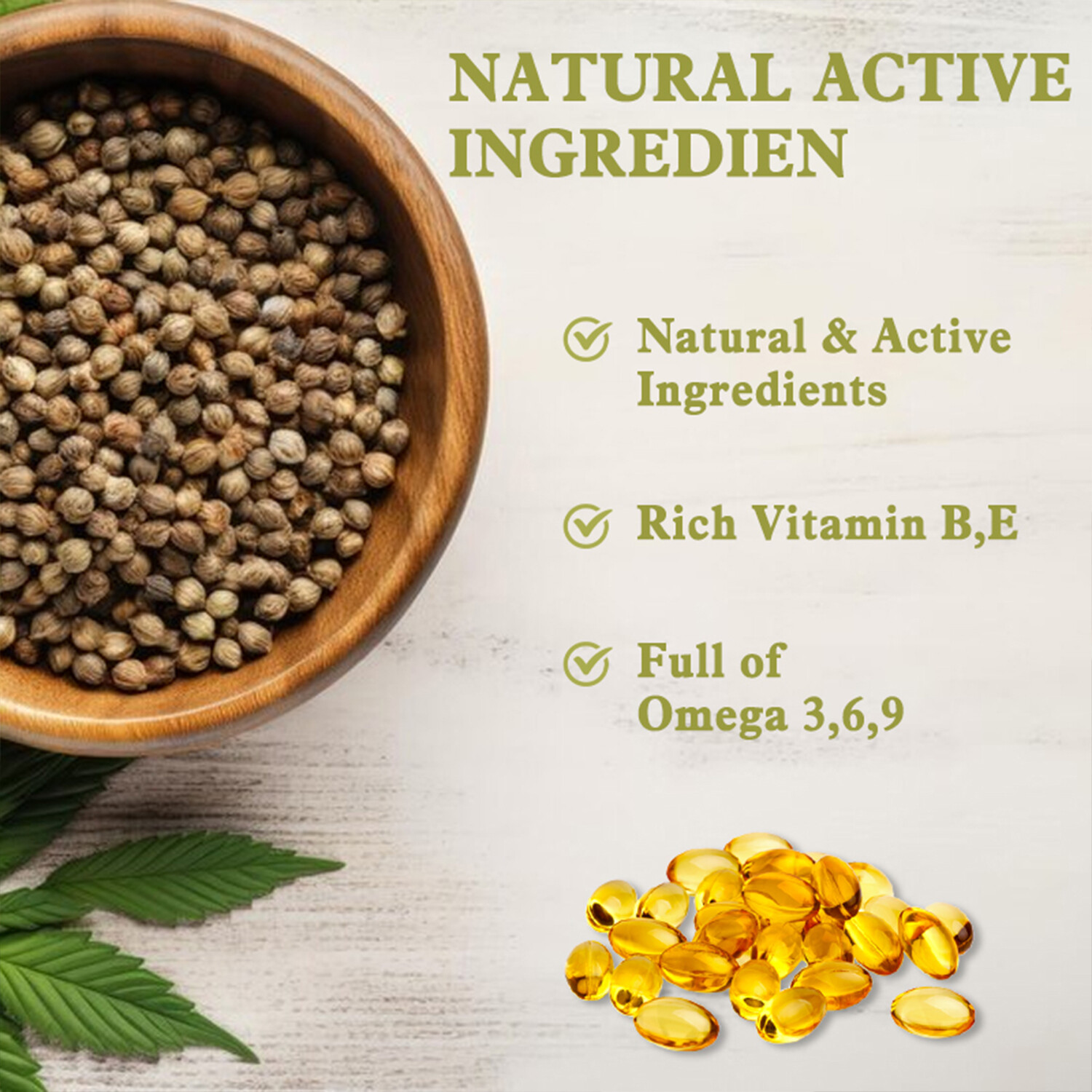 Hemp Seed Oil – for Calm, Sleep, Stress, Anxiety, Pain – Vitamin A, Omega-3,6,9