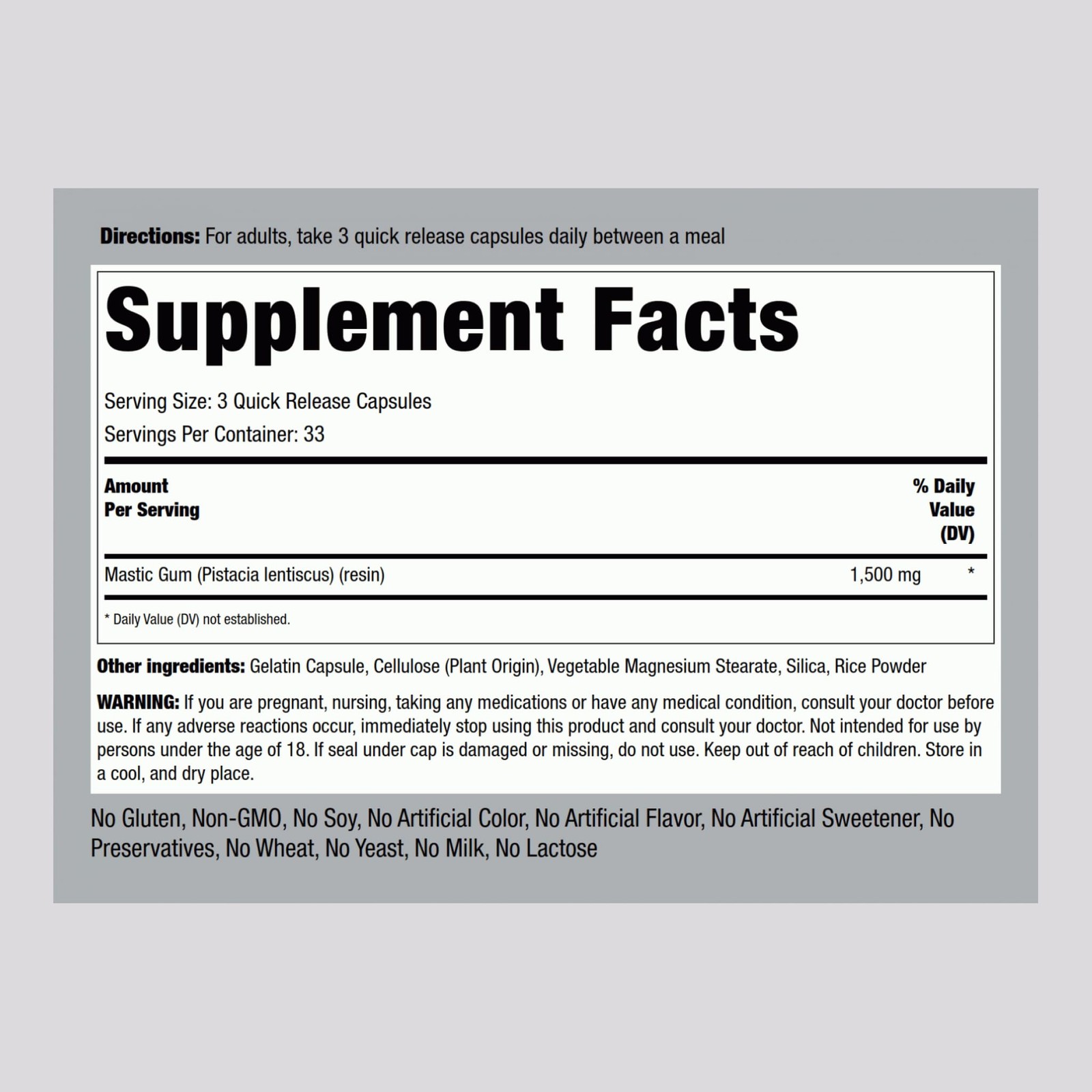 Mastic Gum Capsules 1500mg | 100 Count | Mediterranean Tree Resin | Non-GMO, …