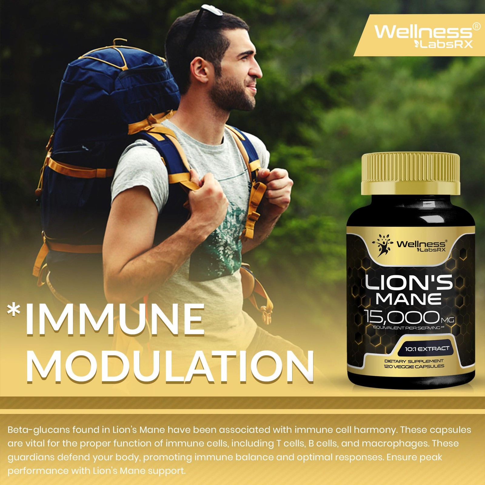 Organic Lions Mane Capsules – 120 Count for Memory, Focus, and Brain Health