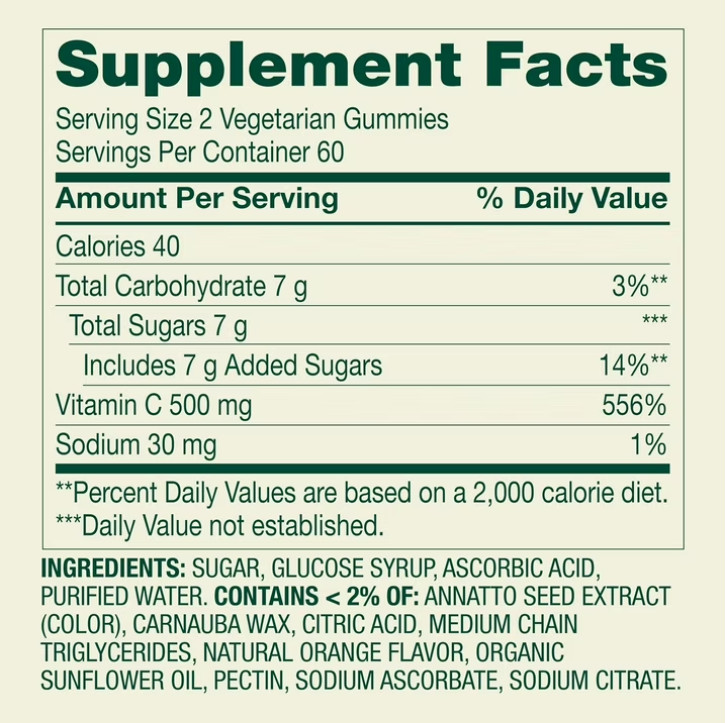 ( 2 pack ) Extra Strength Vitamin C, 500 Mg Vegetarian Gummies, 120 Count NE