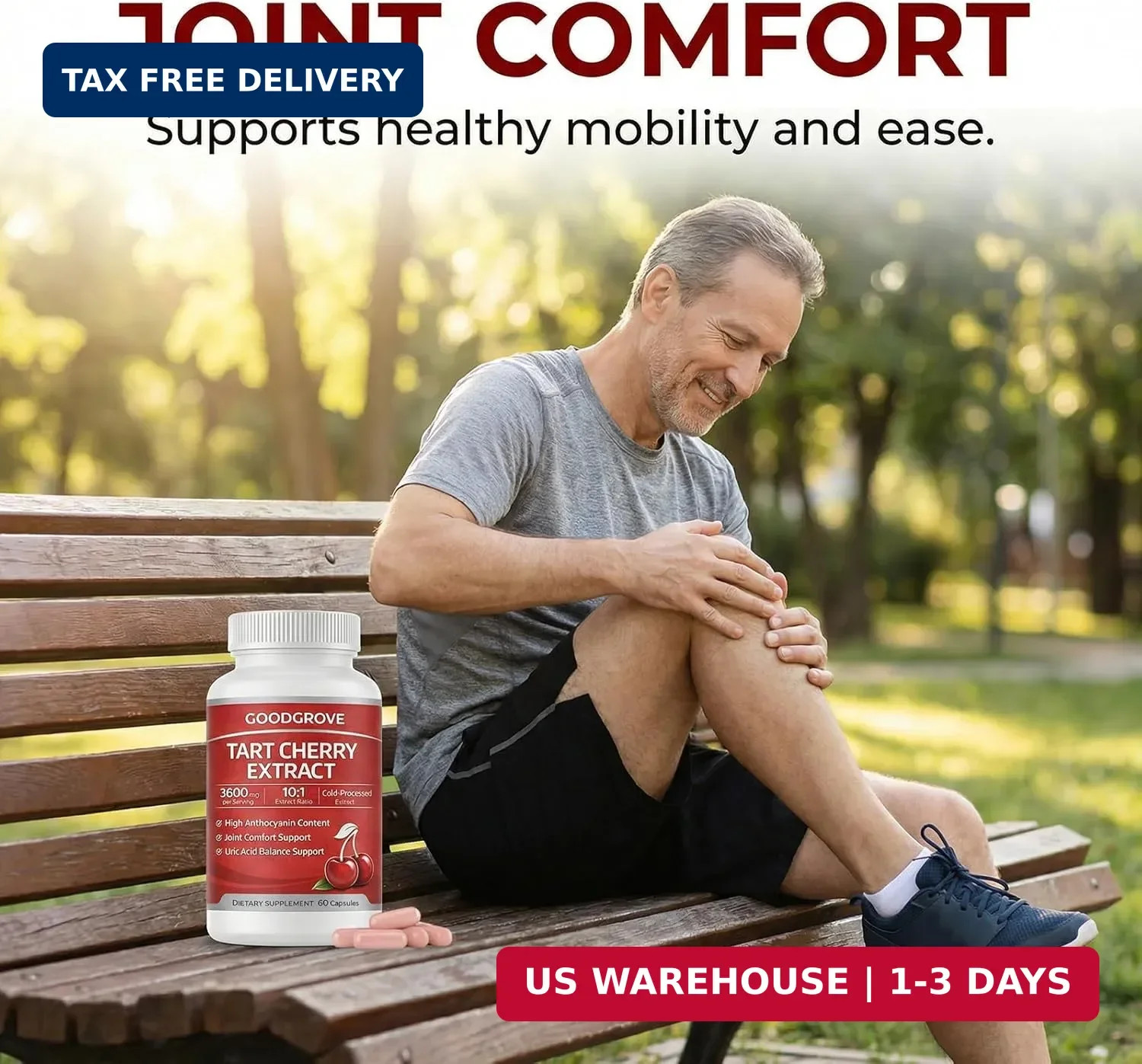 Tart Cherry Extract Capsules 3600mg Joint Support Supplement 60 Count Pack