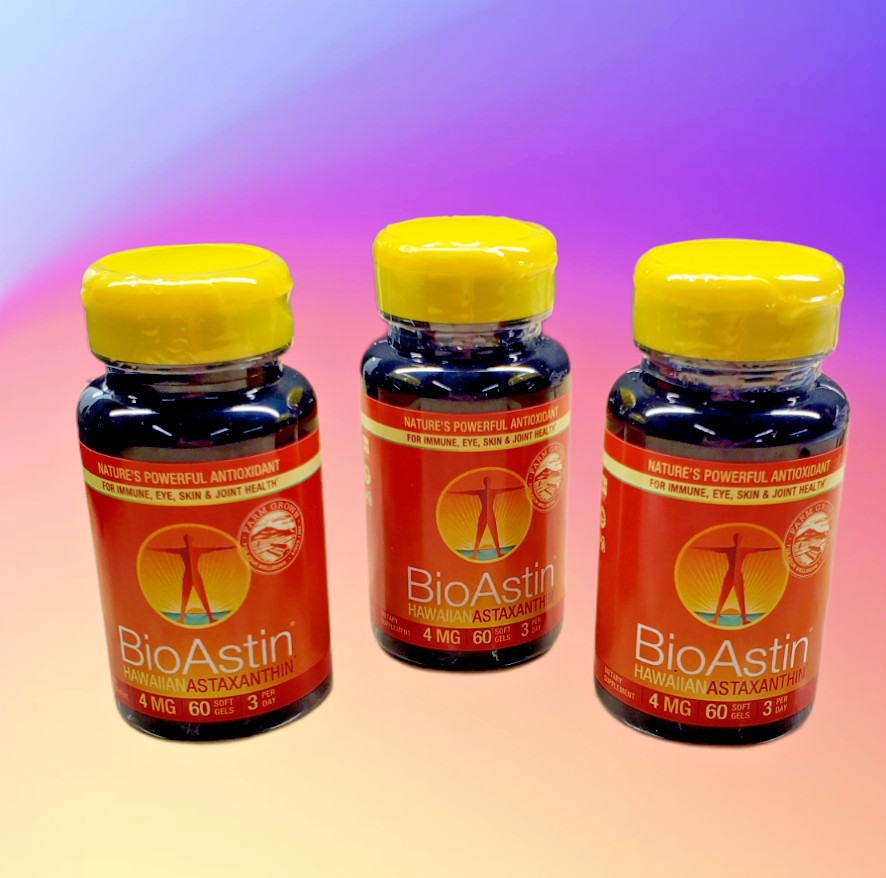 3 PACK Nutrex BioAstin astaxanthin 60 gel caps Each Bottle, 4mg, EXP. 12/2026