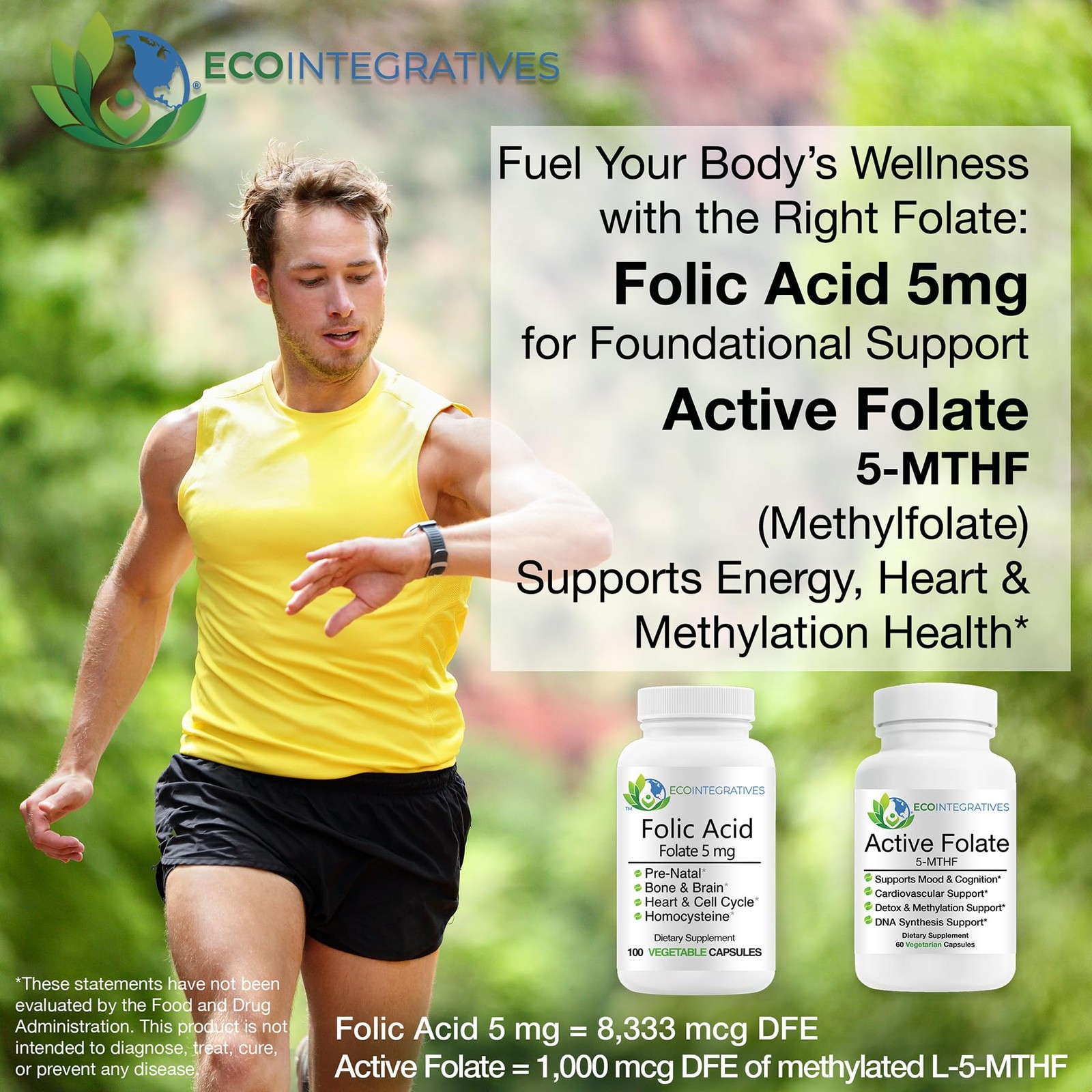 EcoIntegratives Active Folate Methylfolate 5-MTHF – Methylated Folate 1000 mc…
