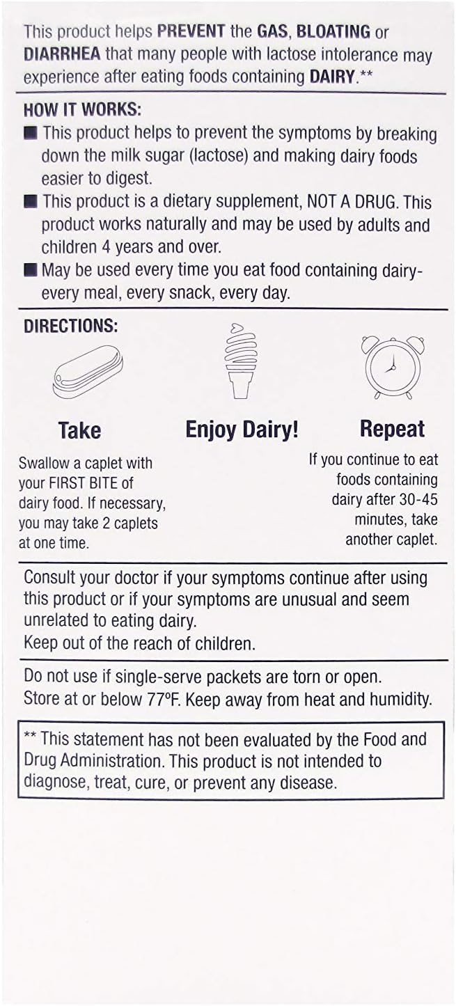 Relieve Lactose Intolerance Quickly – 180 Unflavored Caplets of Maximum Strength