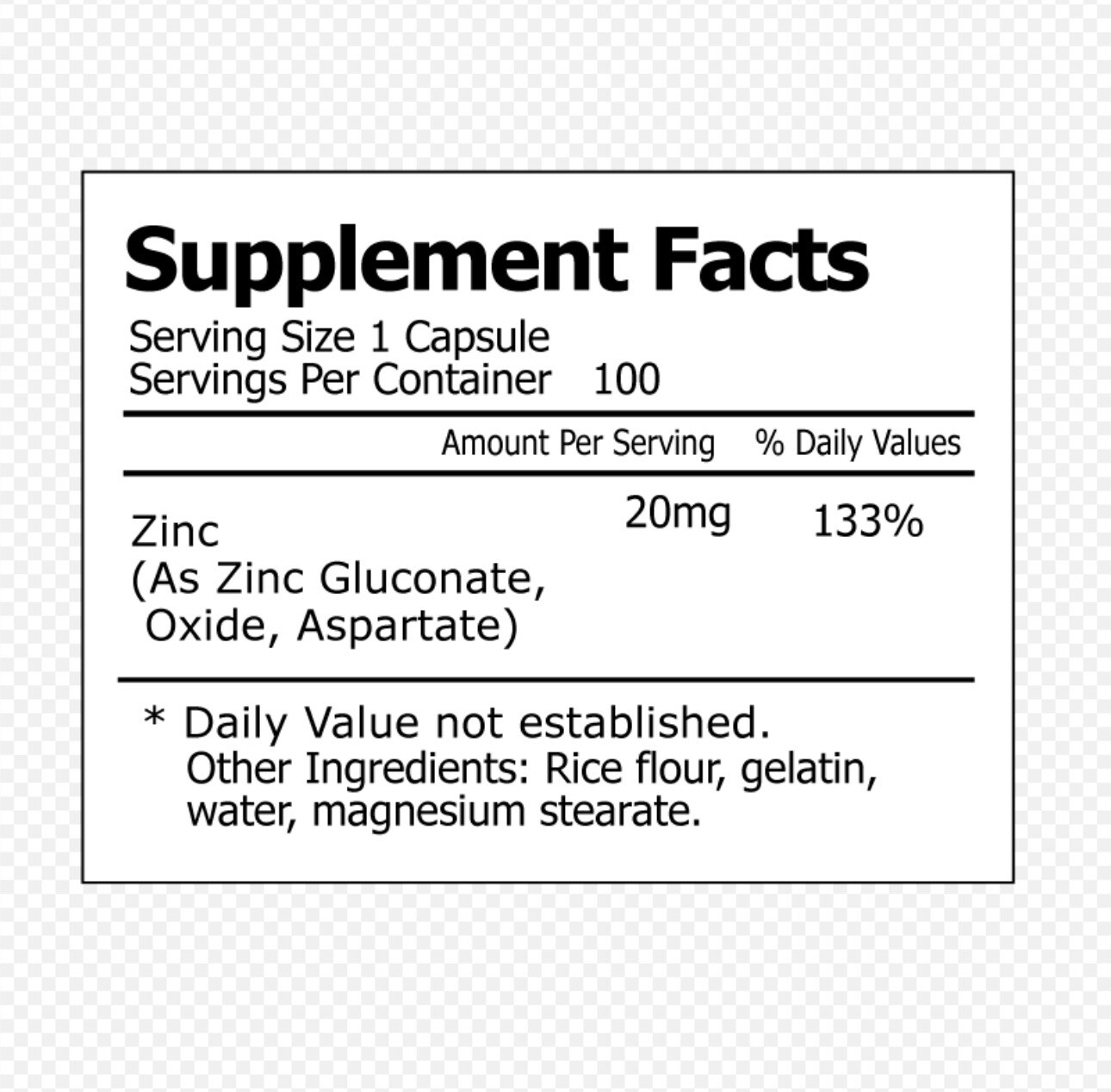 Zinc 20mg, Supports Healthy Immune System, Helps Maintain Sense of Taste, Smell
