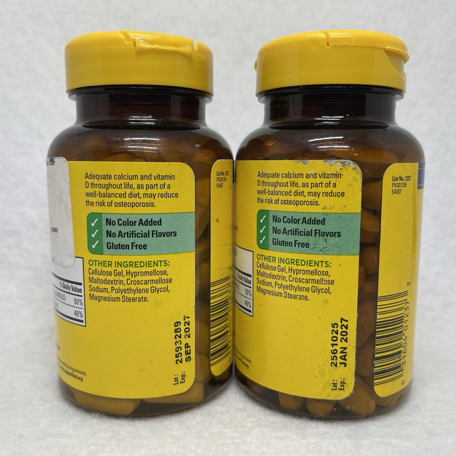 2 Nature Made Calcium W/ Vitamin D3 600mg 120 Tabs Each (240 Total) EXP 1/27