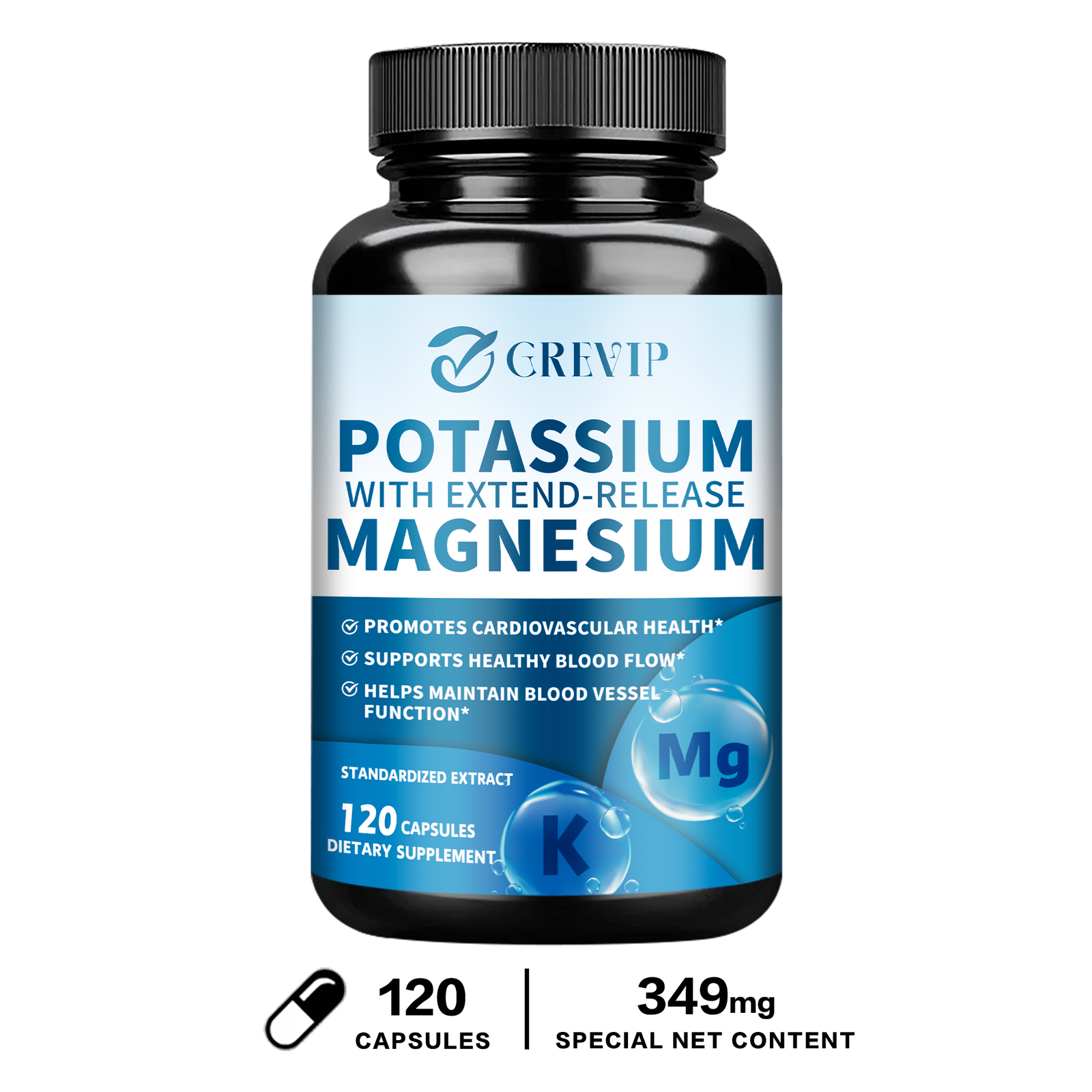 120pcs Potassium+ Magnesium – Promotes Healthy Heart Rhythms and Arterial Health