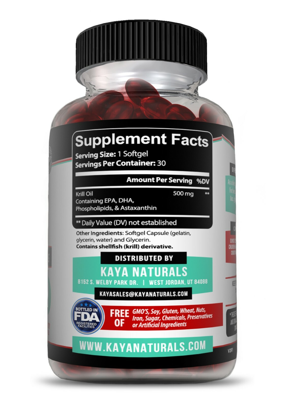 Krill Oil 500 mg With Omega-3, EPA, DHA, and Astaxanthin Supplement
