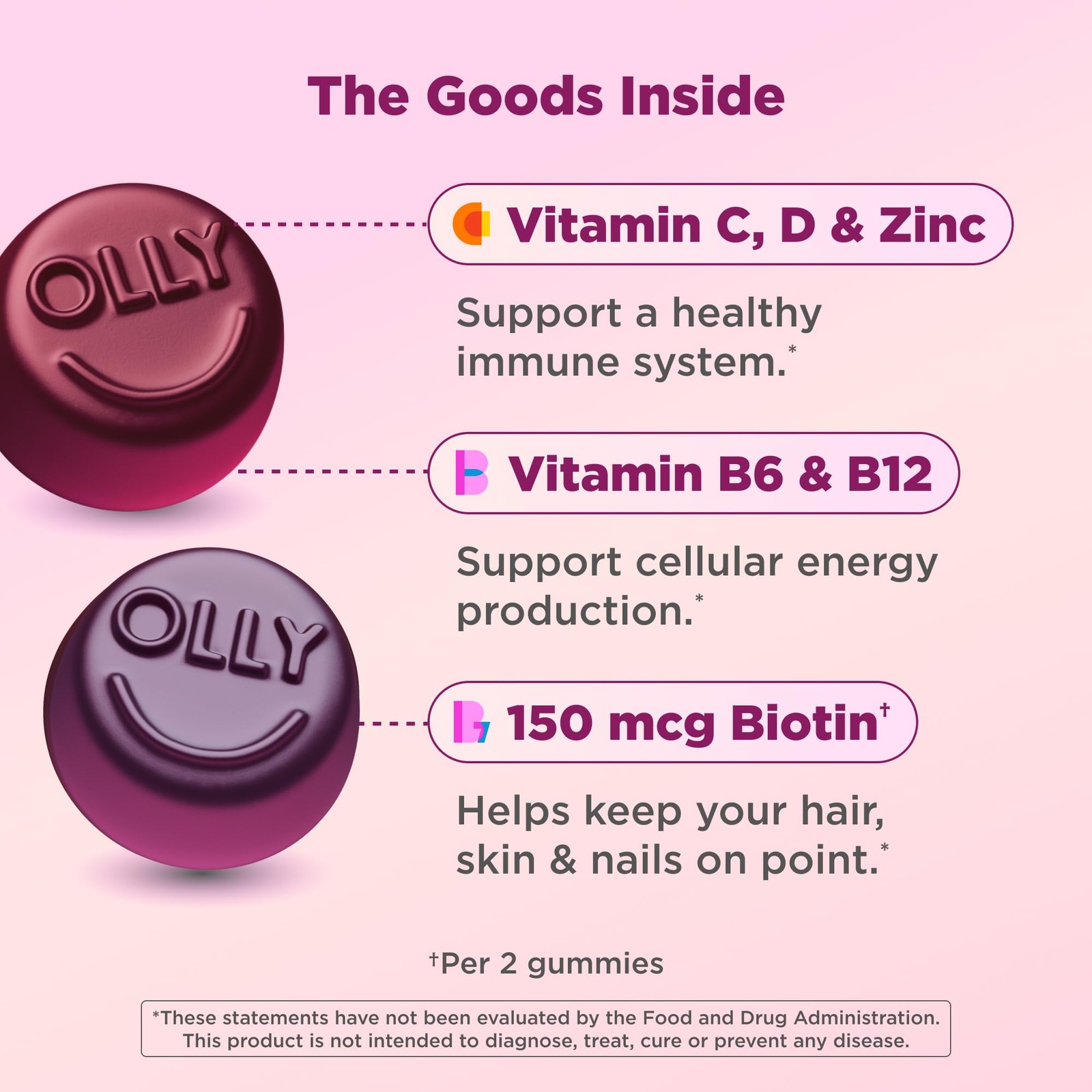 OLLY Women’s Multivitamin Gummy, Overall 90 Count (Pack of 1), Red