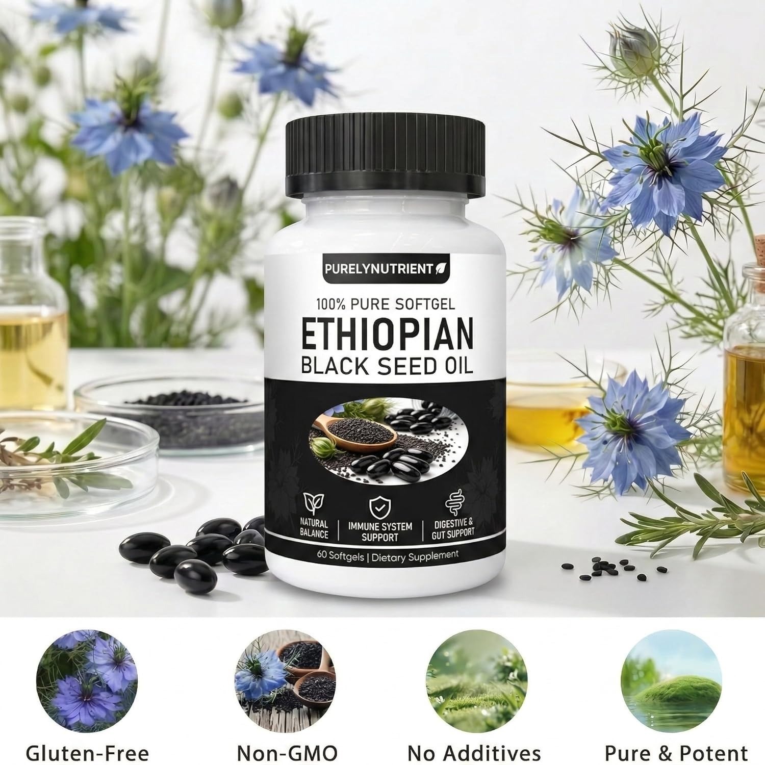 Ethiopian Black Seed Oil Softgels 100% Pure Natural (Pack of 2)