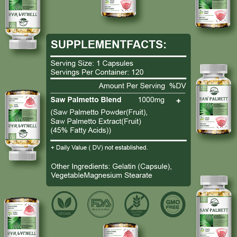 Saw Palmetto 1000 MG Premium Prostate Health Support Supplement for Men Health
