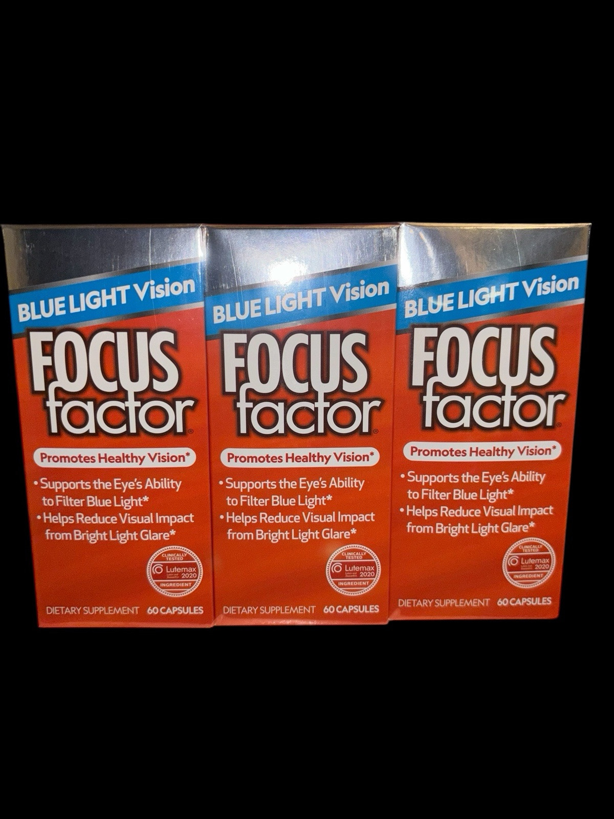 3X Focus Factor Blue Light Vision 60 Capsules Each (180 Total) *05/2025