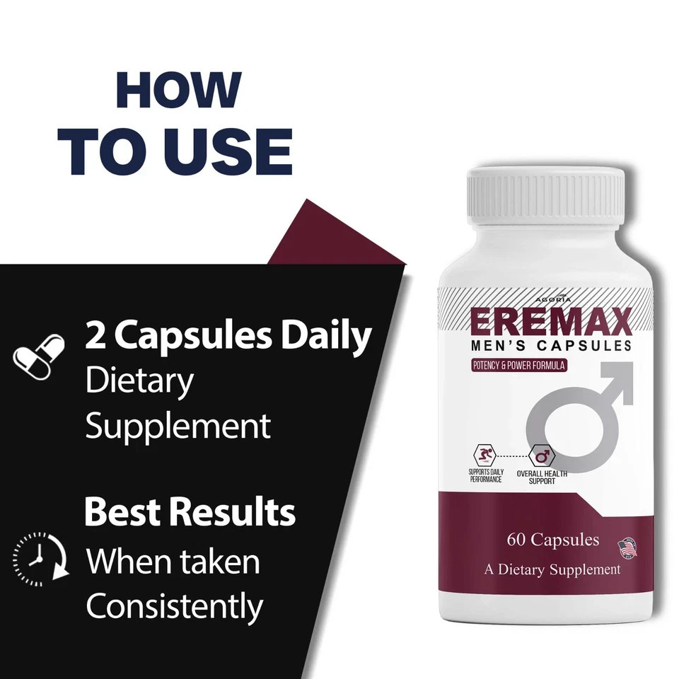 ( 3 Pack ) Eremax Capsules – Men’s Vitality & Performance Support Supplement