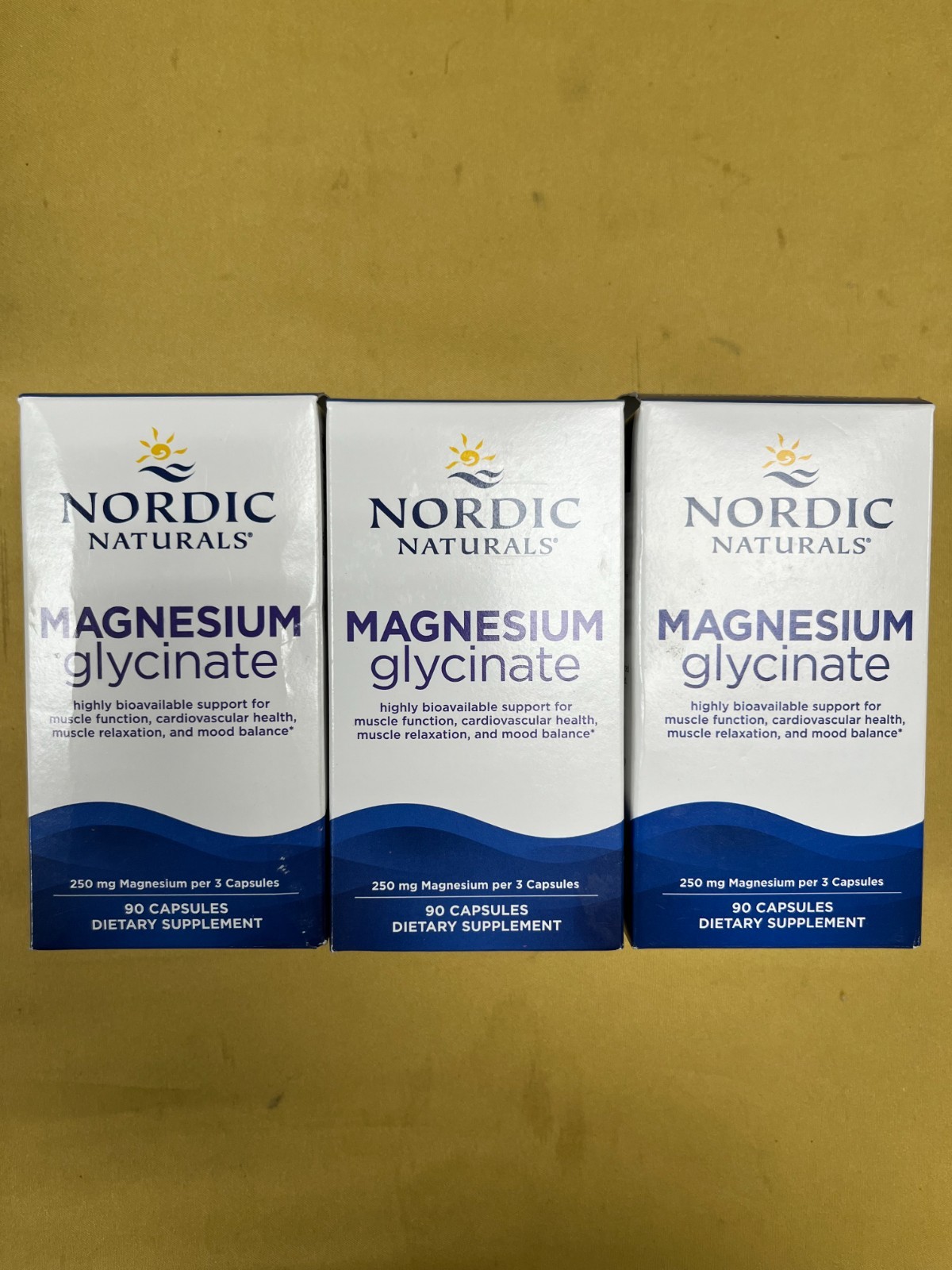 3 New Nordic Naturals Magnesium Glycinate – 90 Capsules Each Box Exp. 12/2028